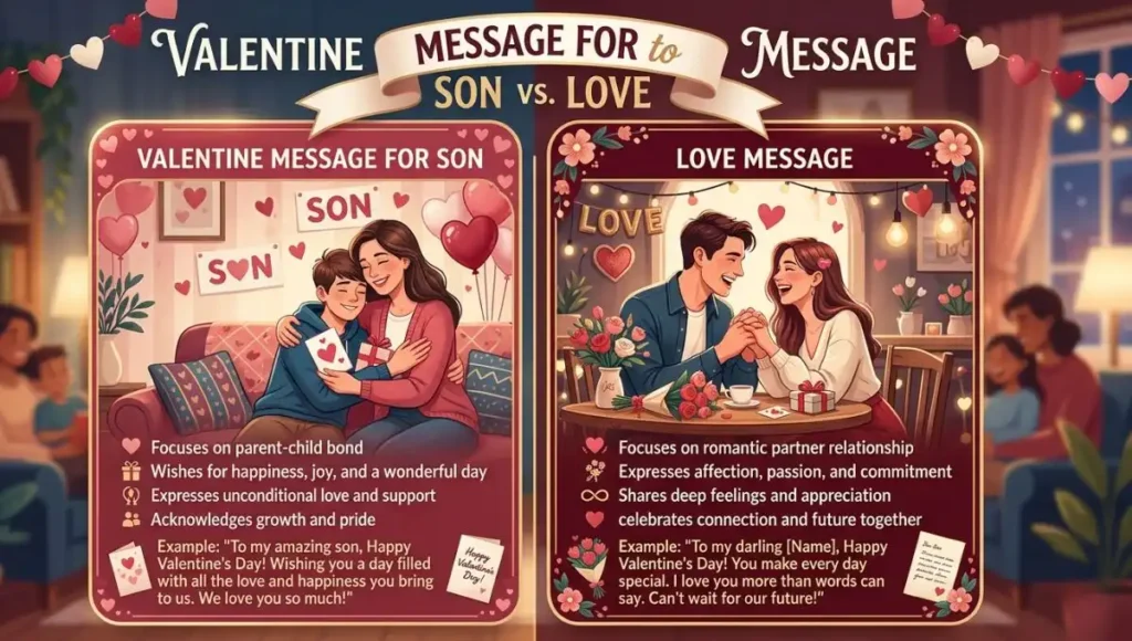 Valentine Message for Son vs Love Message