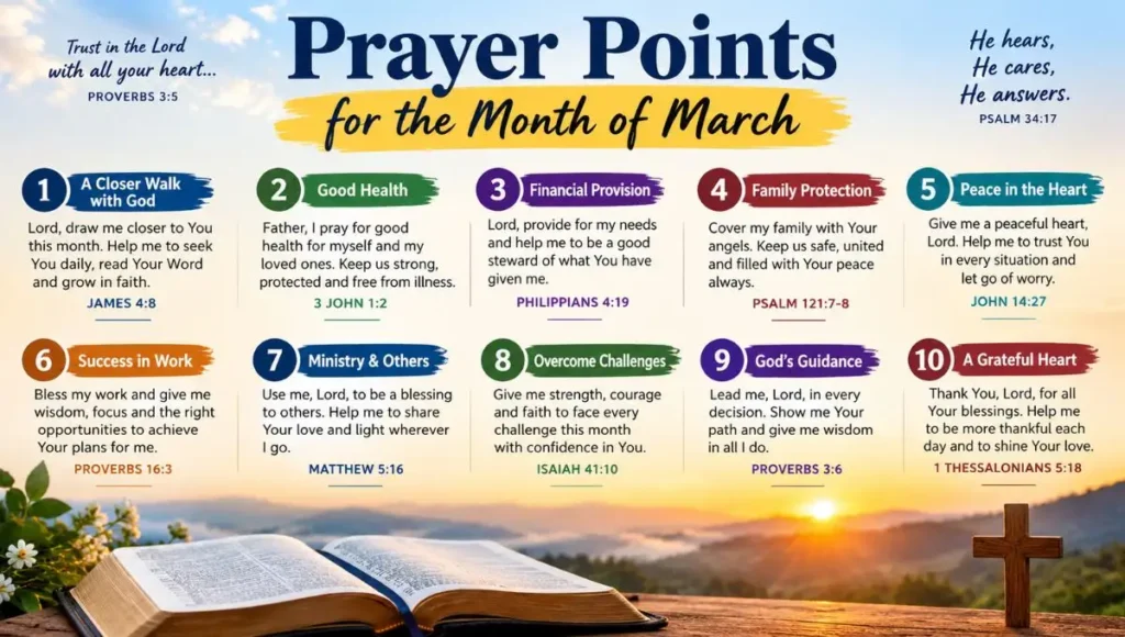 Prayer Points for the Month of March
