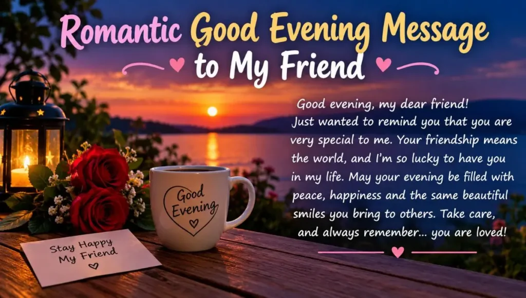 Romantic good evening message to my friend